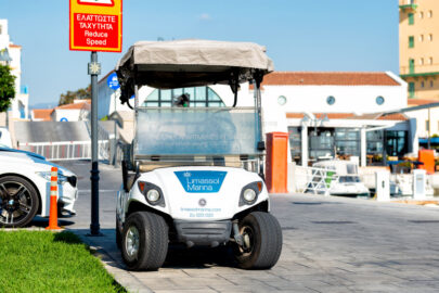 Golf cart parked at Limassol Marina - 9251.pics