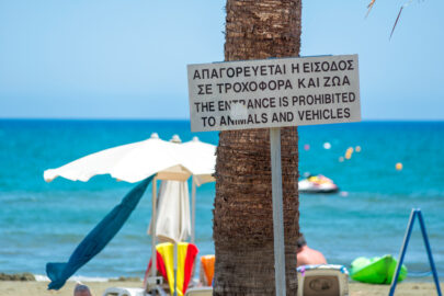 Prohibition sign at the beach in Larnaca - 9251.pics