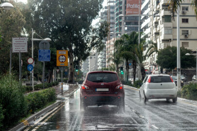 Traffic moving in a light rain. Limassol - My Blog